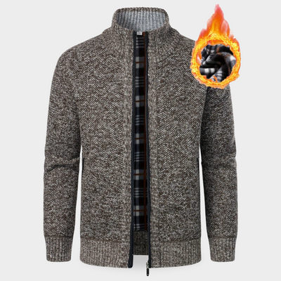 Piet - warme Strickjacke mit durchgehendem Reißverschluss und Thermofutter