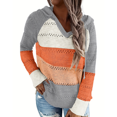 Zulfira | Damen Langarm Knitted Kapuzenpulli | Warme