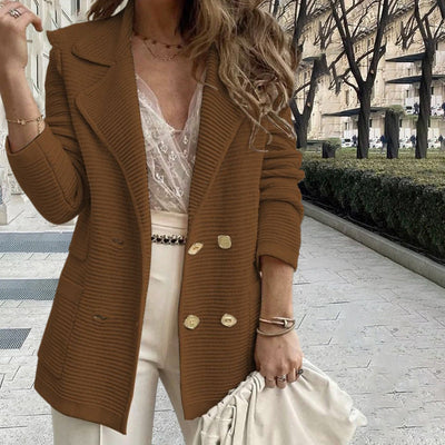 Elise - luxuriöser Strickblazer mit Doppelknopfverschluss