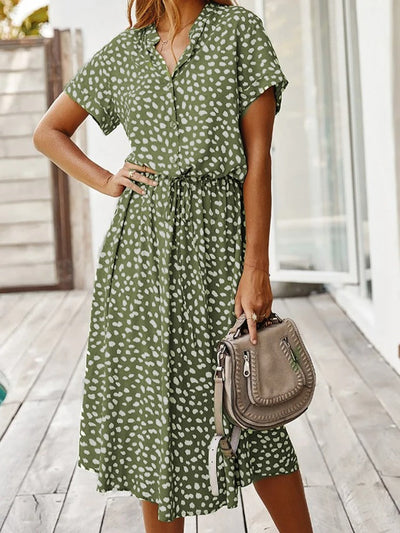 Georgia | Sanft gepunktetes Midi-Kleid mit Knopfdetails