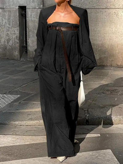 Yezzy - neue Damenmode Jumpsuits ohne Kragen und lange Ärmel