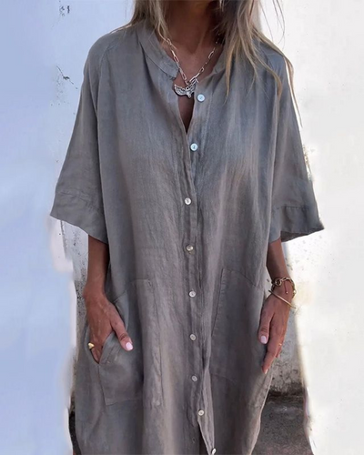 Areti - Elegantes Kurzärmeliges Hemdkleid