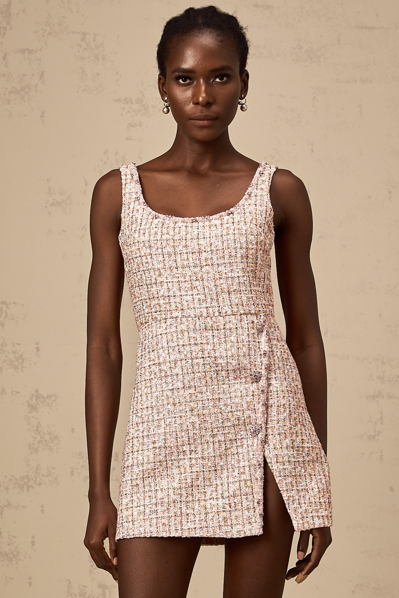 Aoife Rosa verschönertes Tweed-Minikleid