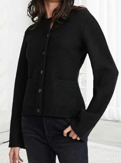 Paris - elegant gestrickt Strickjacke mit Knopf Verschluss für Frauen