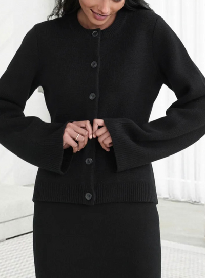 Paris - elegant gestrickt Strickjacke mit Knopf Verschluss für Frauen