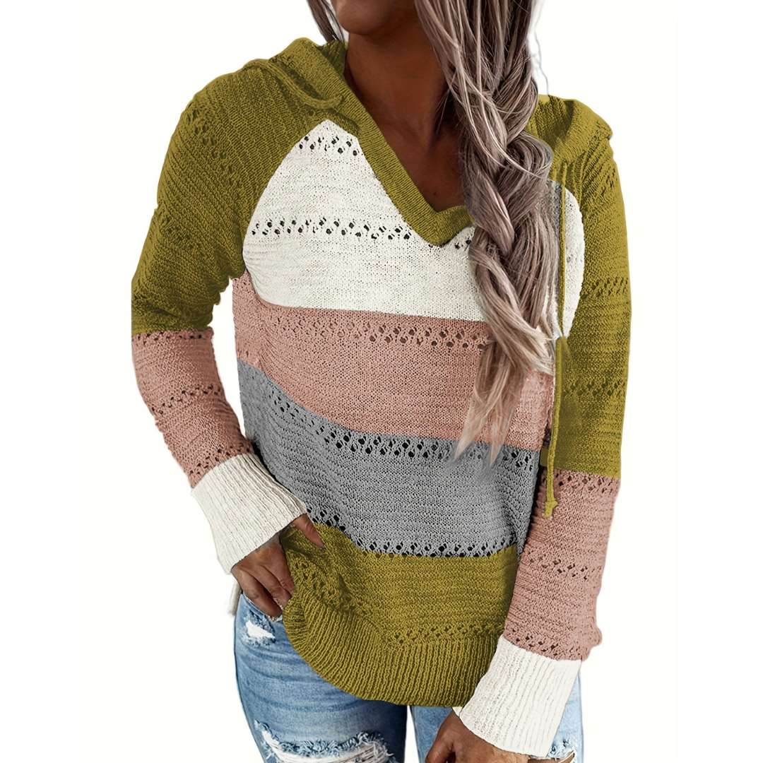 Zulfira | Damen Langarm Knitted Kapuzenpulli | Warme