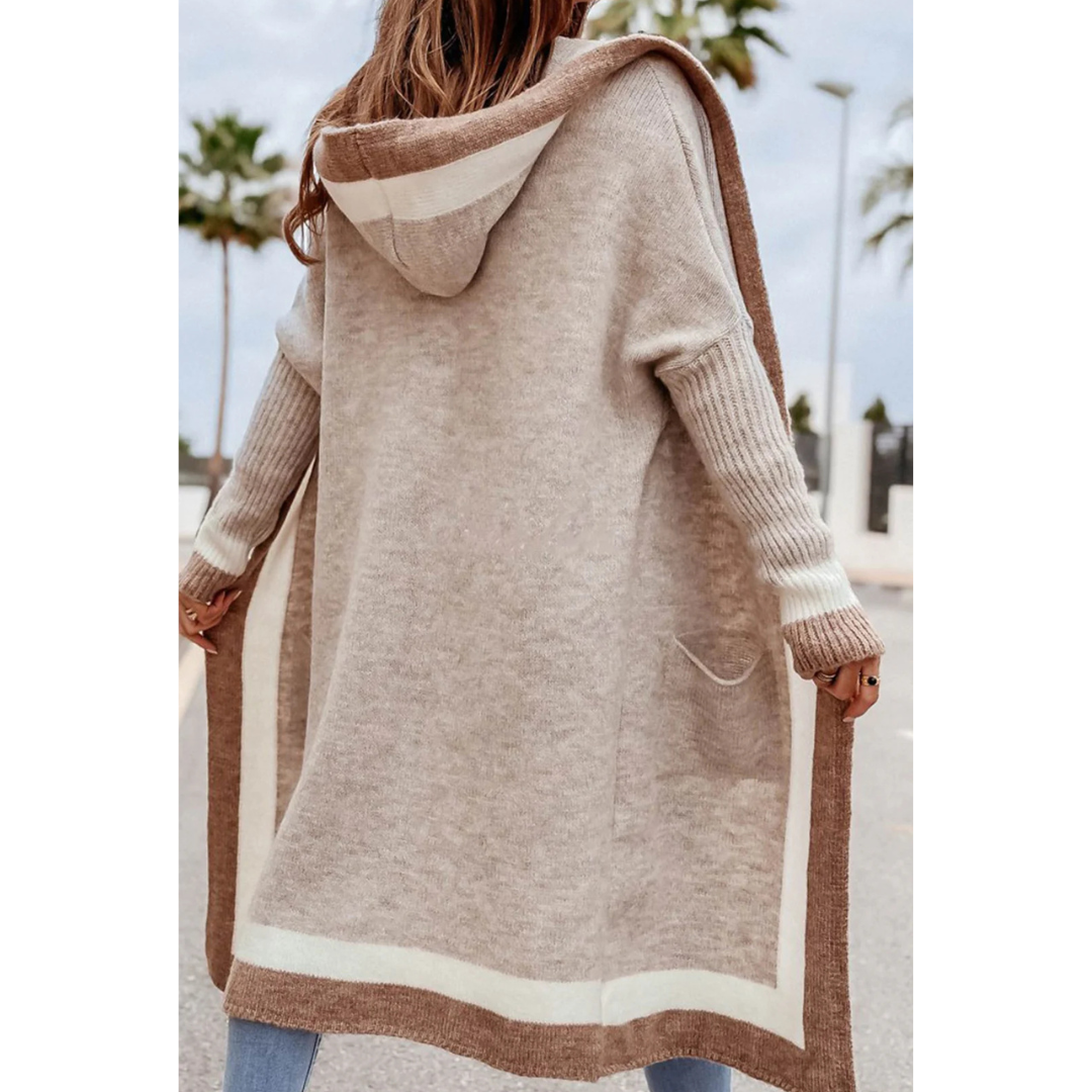 Xania | Damen Lange Kapuzen Strickjacke | Warme