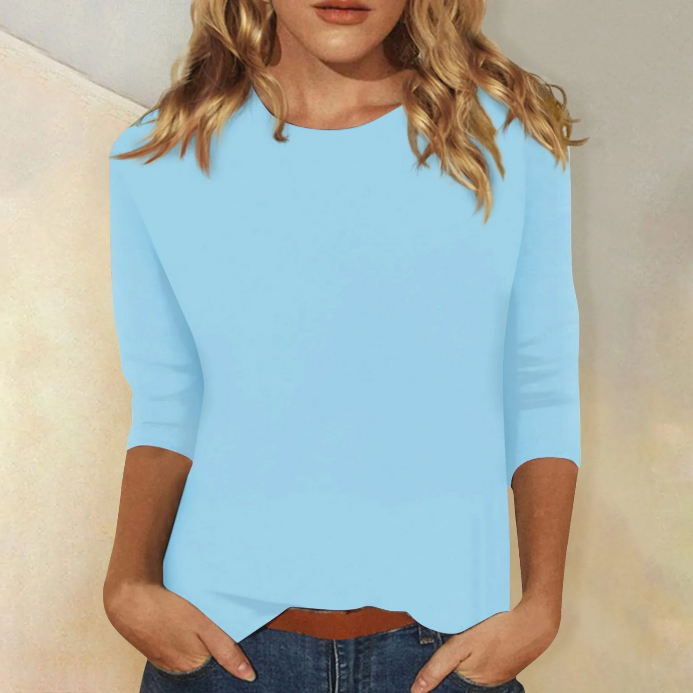Blondie - schwarzes Langarmshirt für Damen, Rundhalsausschnitt