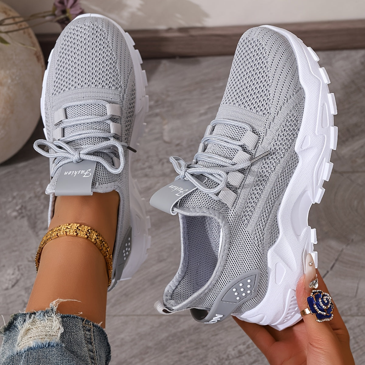 Bequeme Atmungsaktive Knit Sneakers für Damen