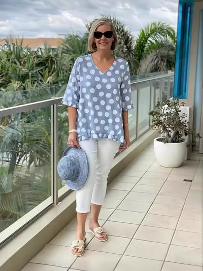 Bequeme Vainelis Polka-Dot Tunika für Damen – Lockere Passform, Pflegeleicht, 8 Größen
