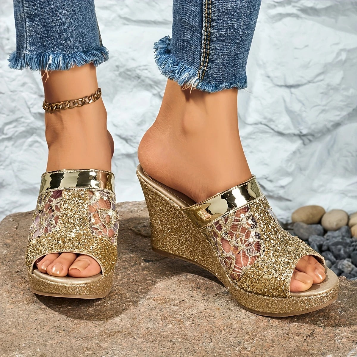 Alexis – Elegante Sandaletten Mit Spitzenbesatz Und Hohem Absatz