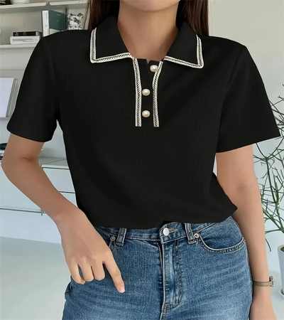 Winnie - T-Shirt mit Knopfverschluss in reinen Farben Freizeithemd für Frühling und Sommer