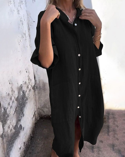 Areti - Elegantes Kurzärmeliges Hemdkleid