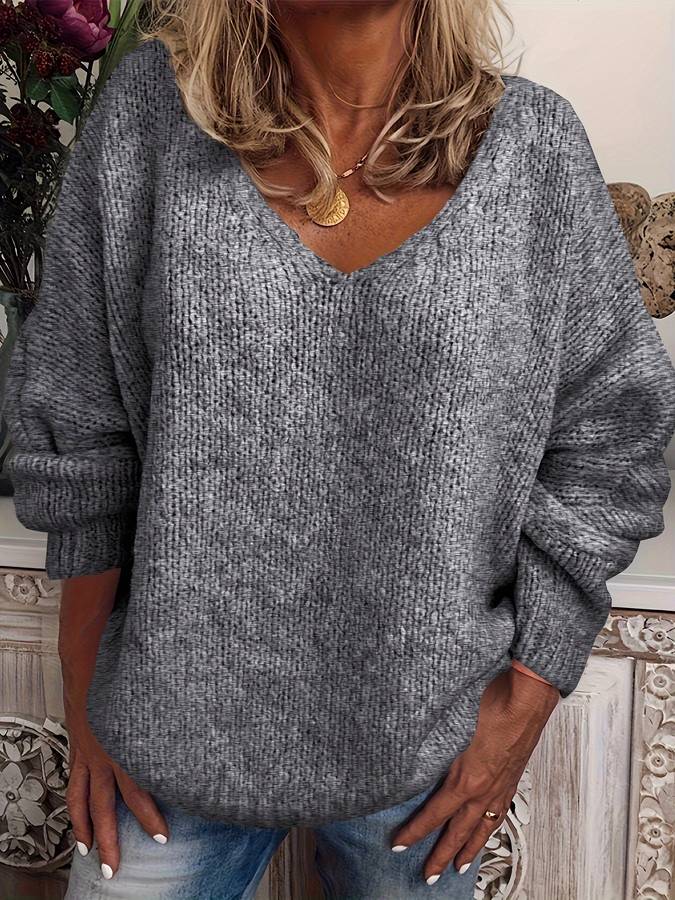 Anouk - bequemer Grobstrickpullover mit V-Ausschnitt