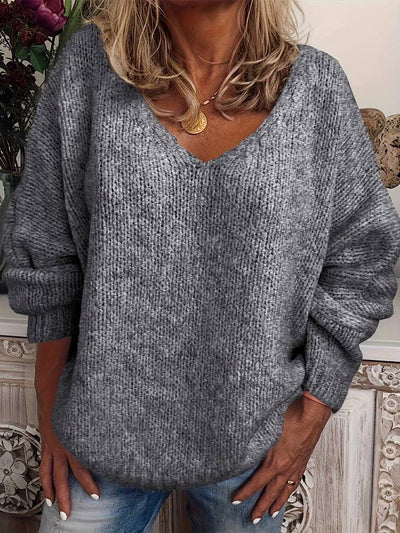 Anouk - bequemer Grobstrickpullover mit V-Ausschnitt