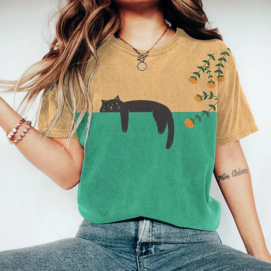 Ruth - abstrakte kreative faule schwarze Katze Malerei Kunst kreativ T-shirt