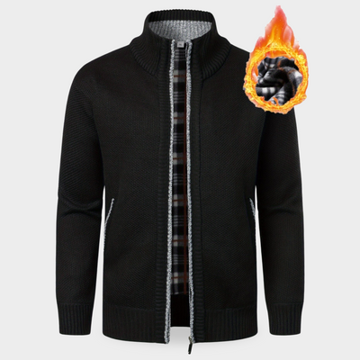 Piet - warme Strickjacke mit durchgehendem Reißverschluss und Thermofutter