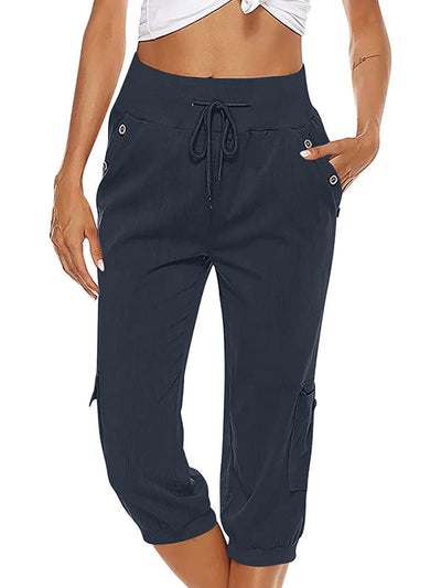 Ayla Damen Crop-Hose Im Leinenlook Mit Kordelzugbund – Bequem Und Vielseitig Für Jeden Anlass