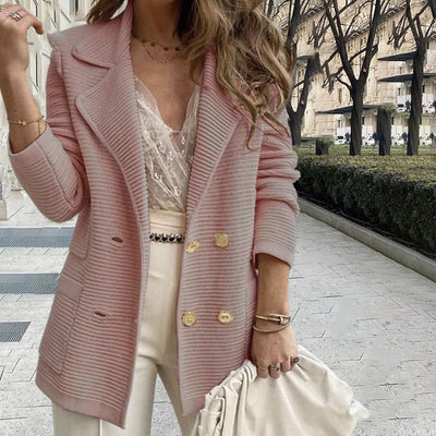 Elise - luxuriöser Strickblazer mit Doppelknopfverschluss