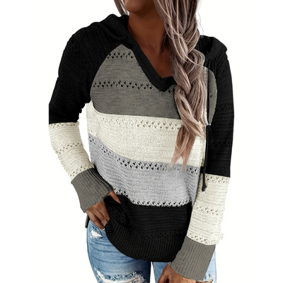Zulfira | Damen Langarm Knitted Kapuzenpulli | Warme