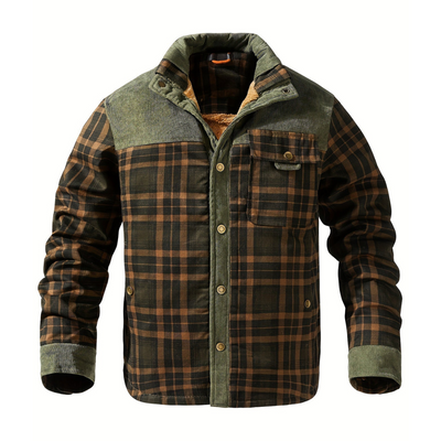 Amjad | Herren Kariert Knopf Daunen Dickes Jacke | Warme