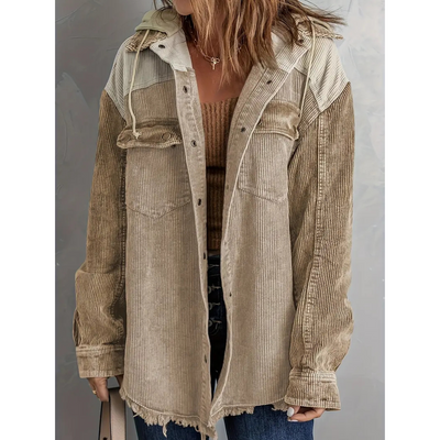 Amma | Damen Winter Langarm Knopf Daunen Jacke | Kapuze