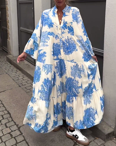 Aufidia Blumenkleid für Damen mit Floralem Muster – Elegantes, Fließendes Design für Jeden Anlass