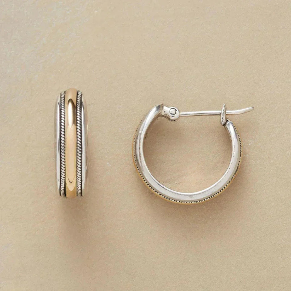 Vintage Goldene Linie Silber Creolen