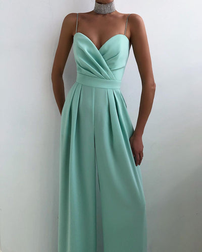 Saige - Jumpsuit mit hoher Taille und geradem Bein und dünnen Trägern