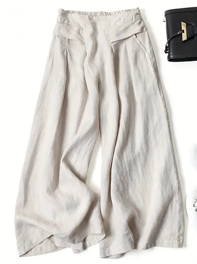 Anina - Weite Beine Leinen Hose