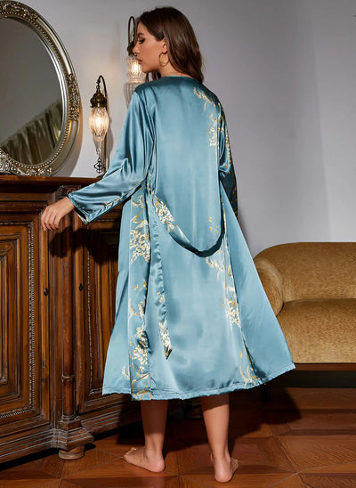 Zweiteiliges Satinkleid-Kimono Set für Damen – Livia