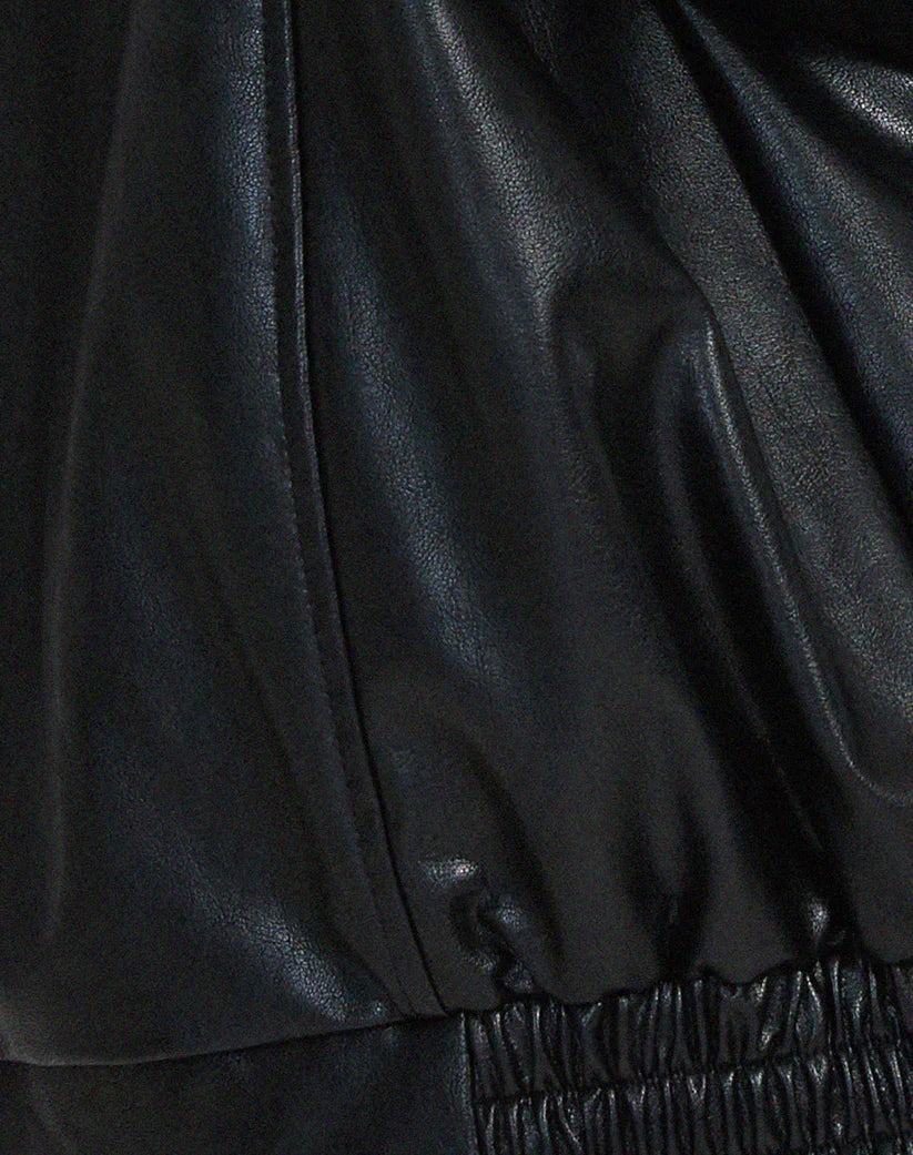 Aria - übergroß Leder Jacke mit Reißverschluss für a coolen und trendigen Blick