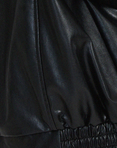 Aria - übergroß Leder Jacke mit Reißverschluss für a coolen und trendigen Blick