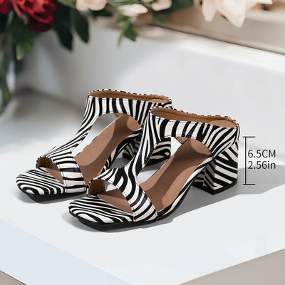 Aubree - Modische Leder Sandalen Mit Dicken Absätzen