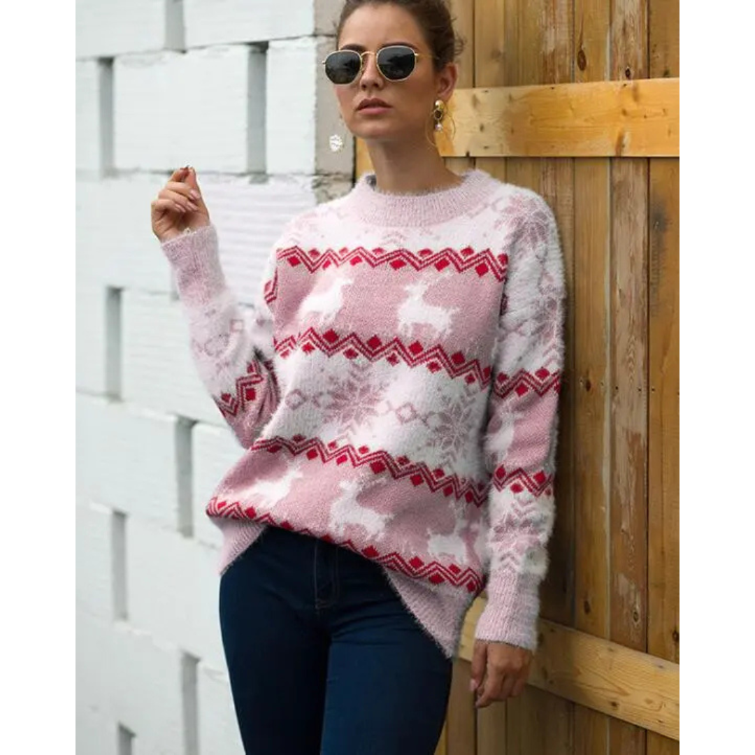Solina | Damen Rundhalsausschnitt Winter Pullover | Weihnachten