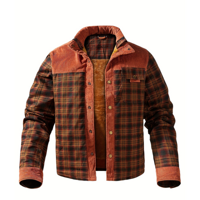 Amjad | Herren Kariert Knopf Daunen Dickes Jacke | Warme