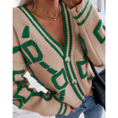 Asifiarim | Damen Langarm Knopf Daunen Strickjacke | Warme