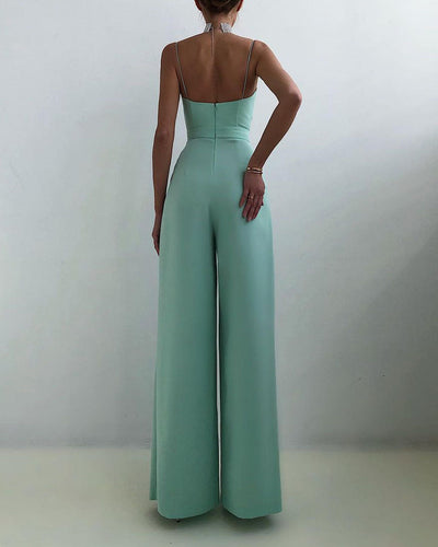 Saige - Jumpsuit mit hoher Taille und geradem Bein und dünnen Trägern