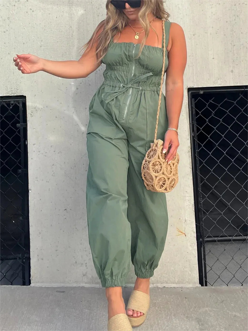 ZIPPER CARGO JUMPSUIT