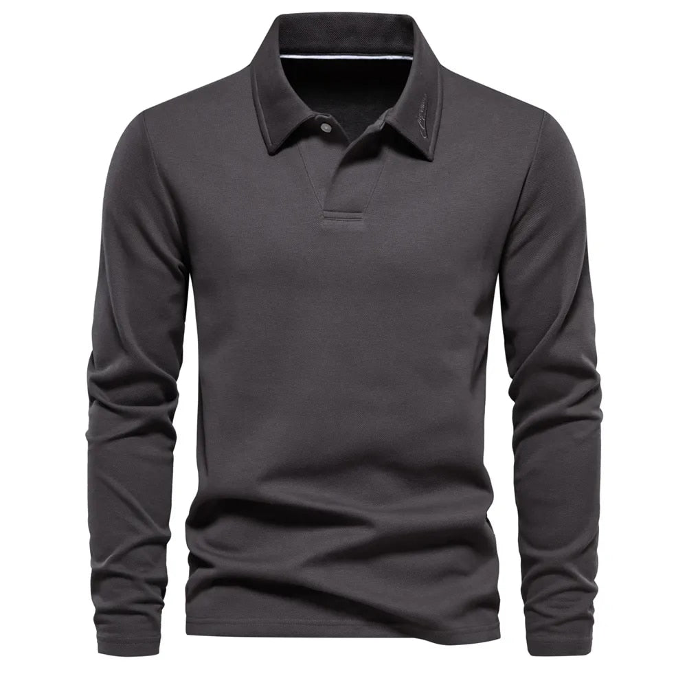 Lucas - klassisches Langarm-Polo mit elegantem Kragen