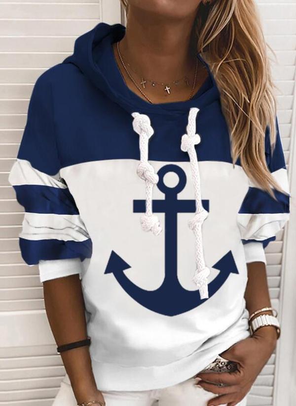 Padma - Anker lang Ärmel Colorblock Kapuzenpulli