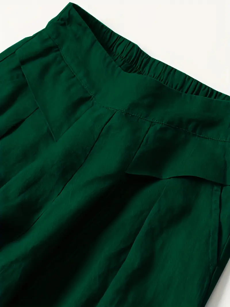 Anina - Weite Beine Leinen Hose