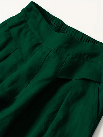 Anina - Weite Beine Leinen Hose