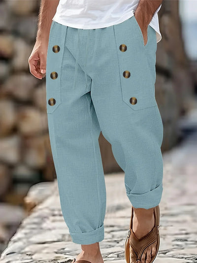 Beslan – Elegante Hose Mit Geradem Bein Und Goldenen Knöpfen