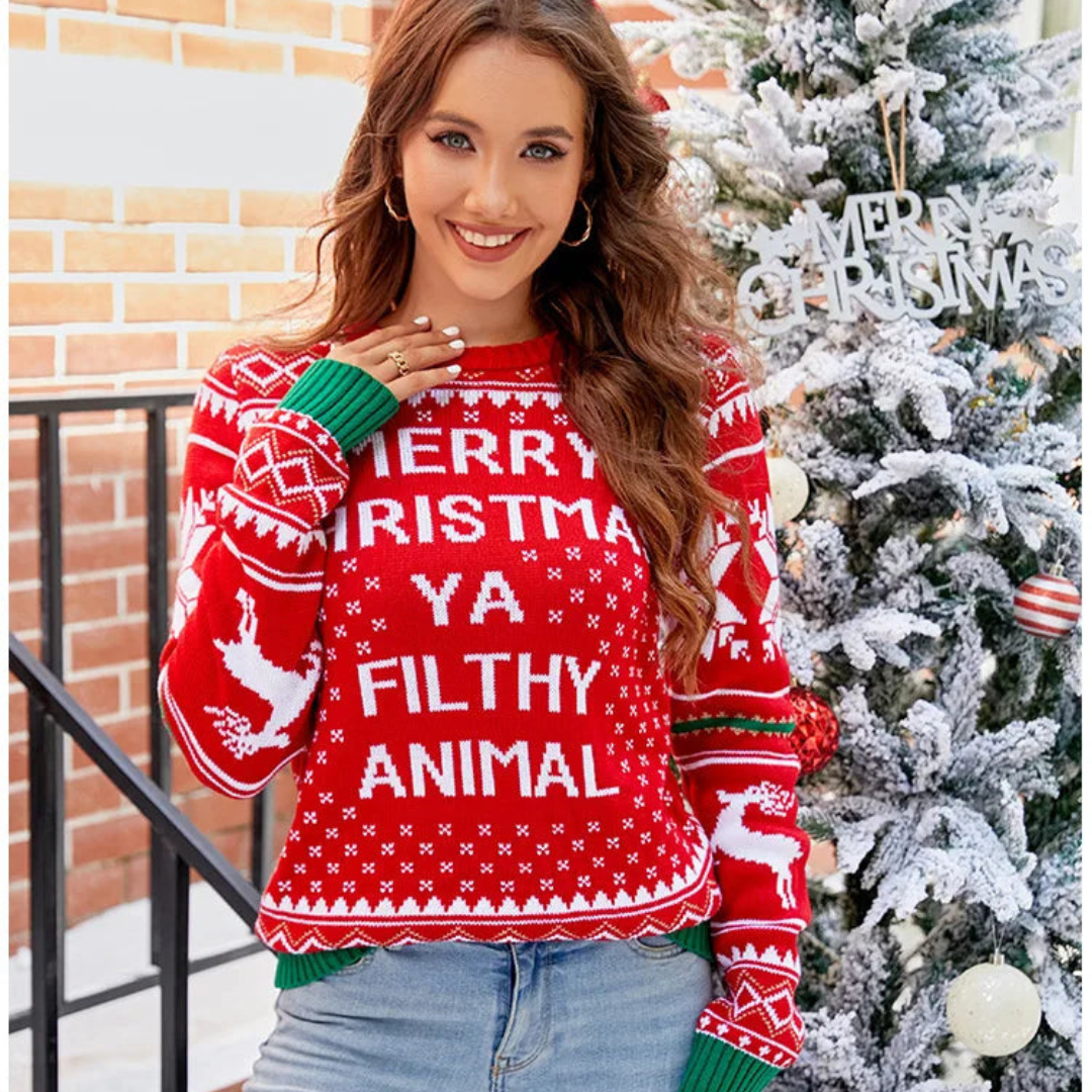 Zunira | Damen Bequeme Warme Weihnachtspulli | 2024