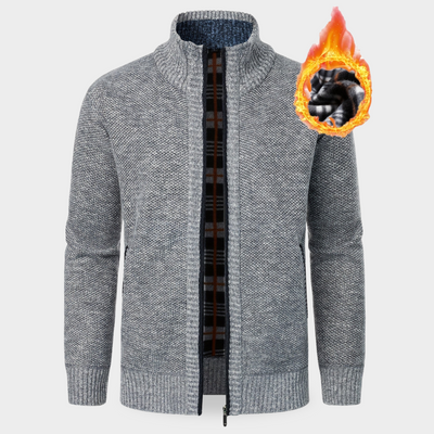 Piet - warme Strickjacke mit durchgehendem Reißverschluss und Thermofutter