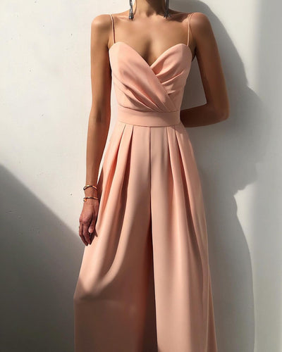 Saige - Jumpsuit mit hoher Taille und geradem Bein und dünnen Trägern