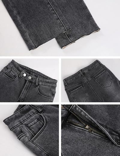 Iyanna - warme, mit Fleece gefütterte Denim-Leggings