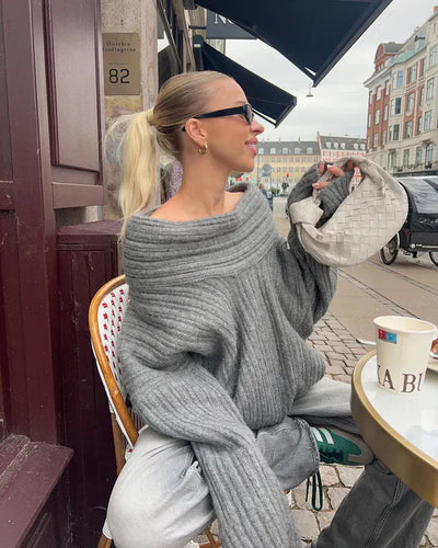Ugala - gestrickter Off-Shoulder-Pullover mit Rippenmuster für einen bequemen und modischen Look