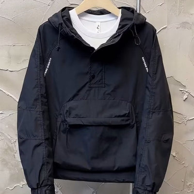 Anorak – Leichter Kapuzen-Windbreaker mit halbem Reißverschluss und Tasche
